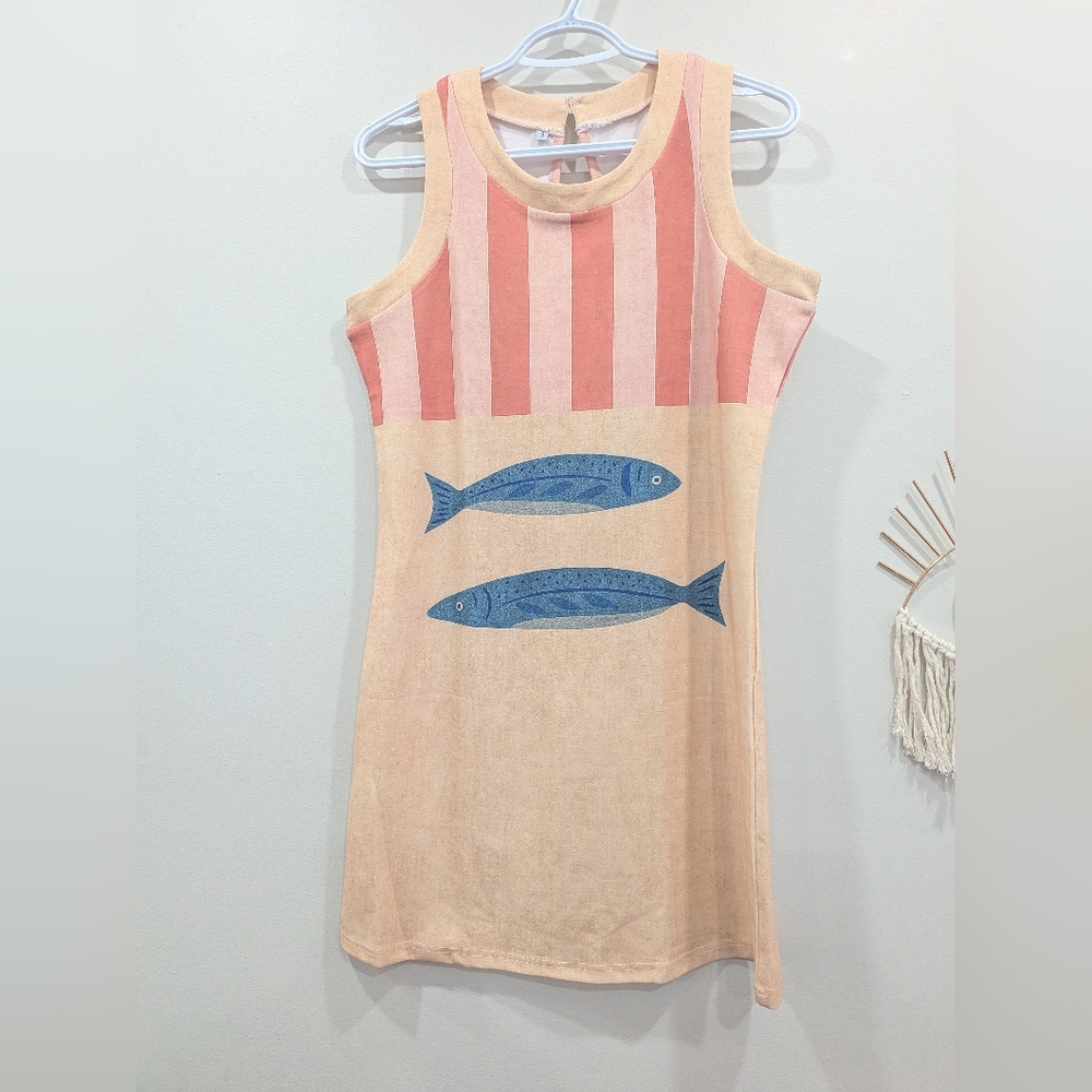 NWOT Vacation Style Sardines Print Summer Dress